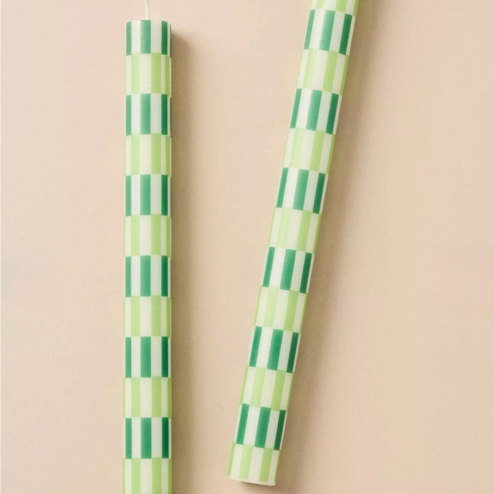 Anthropologie NWT/NIB Geo Block Print Taper Candles, Set of 2 - Picture 3 of 3